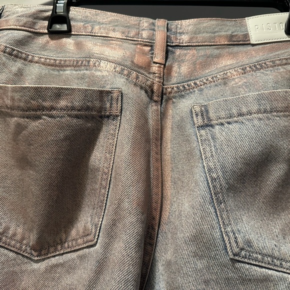Pistola Jadyn Low Slung Palazzo Jeans Metallic Flare Pink shimmer Pants 28 - Picture 7 of 11